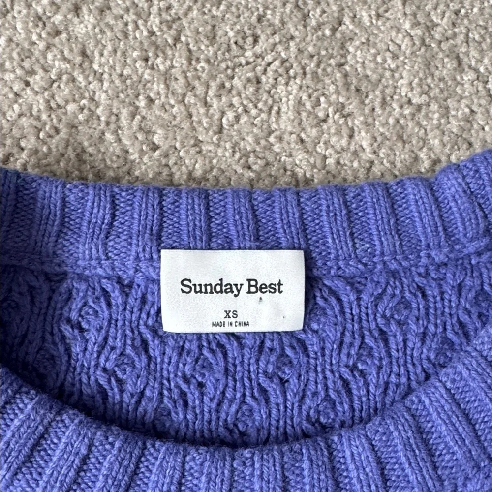 Sunday Best Peggy Sweater Crewneck Cable-Knit Wool Purple Size XS Oversized